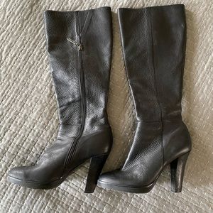 Calvin Klein Black Leather Boots - Size 7 with 4” heel